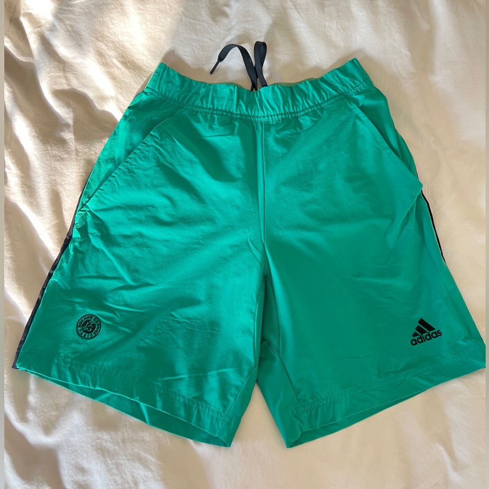 Adidas Roland Garros Paris Green tennis Shorts Lightweight Elastic Waist size S